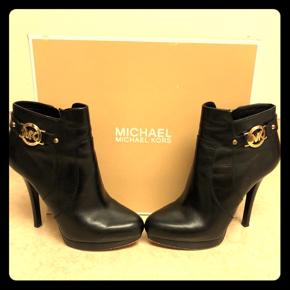 Michael Kora leather platform booties